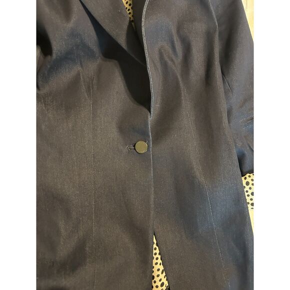 Daniela Corte Denim Blazer Polka Dot Silk Lining Women's size 38 XS EUC - Picture 5 of 8